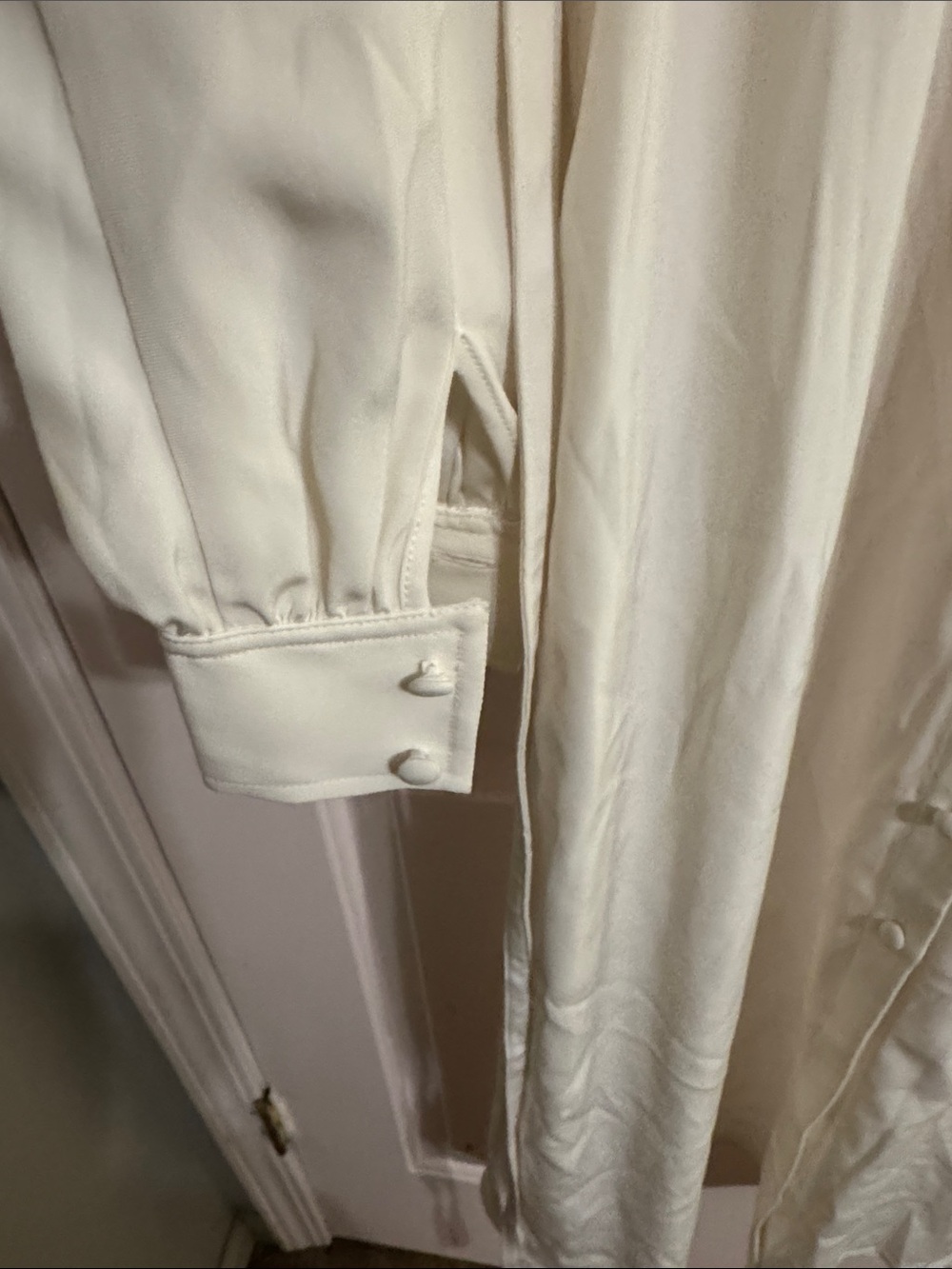 Light Cream Button-Front Maxi Shirt Dress by C O - Picture 2 of 11